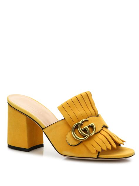 gucci marmont yellow shoes|gucci marmont fringe heels.